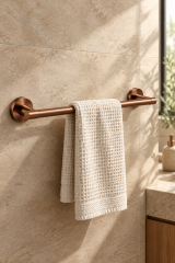 Mat Bakır Bronz Banyo Havluluğu Fırçalanmış Bronz Modern Uzun Banyo Havluluk Pirinç Materyal
