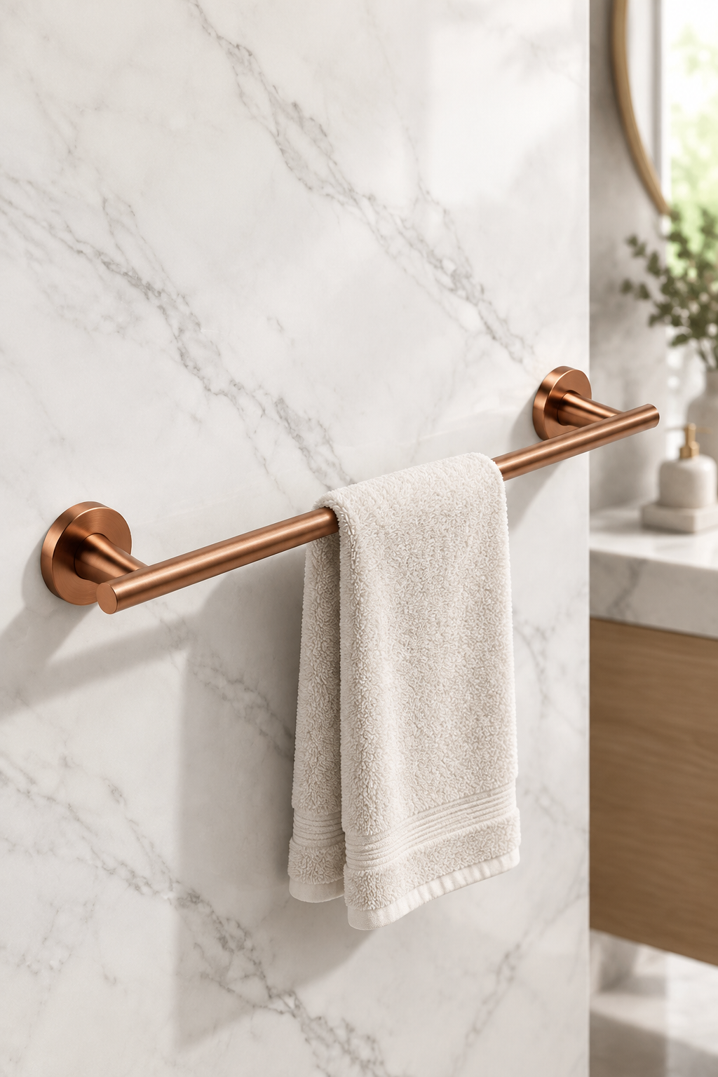 Mat Bakır Bronz Banyo Havluluğu Fırçalanmış Bronz Modern Uzun Banyo Havluluk Pirinç Materyal