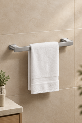 Mat Krom Banyo Havluluğu Fırçalanmış Krom Modern Uzun Banyo Havluluk Pirinç Materyal