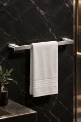 Mat Krom Banyo Havluluğu Fırçalanmış Krom Modern Uzun Banyo Havluluk Pirinç Materyal