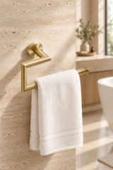 Mat Altın Banyo Havluluk Açık Modern Tasarım Fırçalanmış Gold Banyo Havluluk Pirinç Materyal