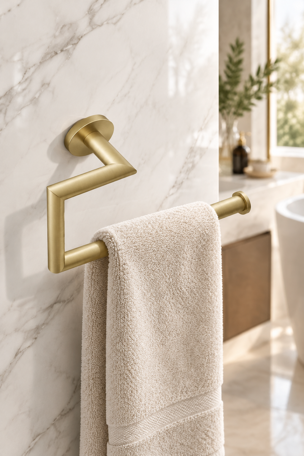 Mat Altın Banyo Havluluk Açık Modern Tasarım Fırçalanmış Gold Banyo Havluluk Pirinç Materyal
