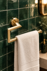 Mat Altın Banyo Havluluk Açık Modern Tasarım Fırçalanmış Gold Banyo Havluluk Pirinç Materyal