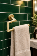 Mat Altın Banyo Havluluk Açık Modern Tasarım Fırçalanmış Gold Banyo Havluluk Pirinç Materyal
