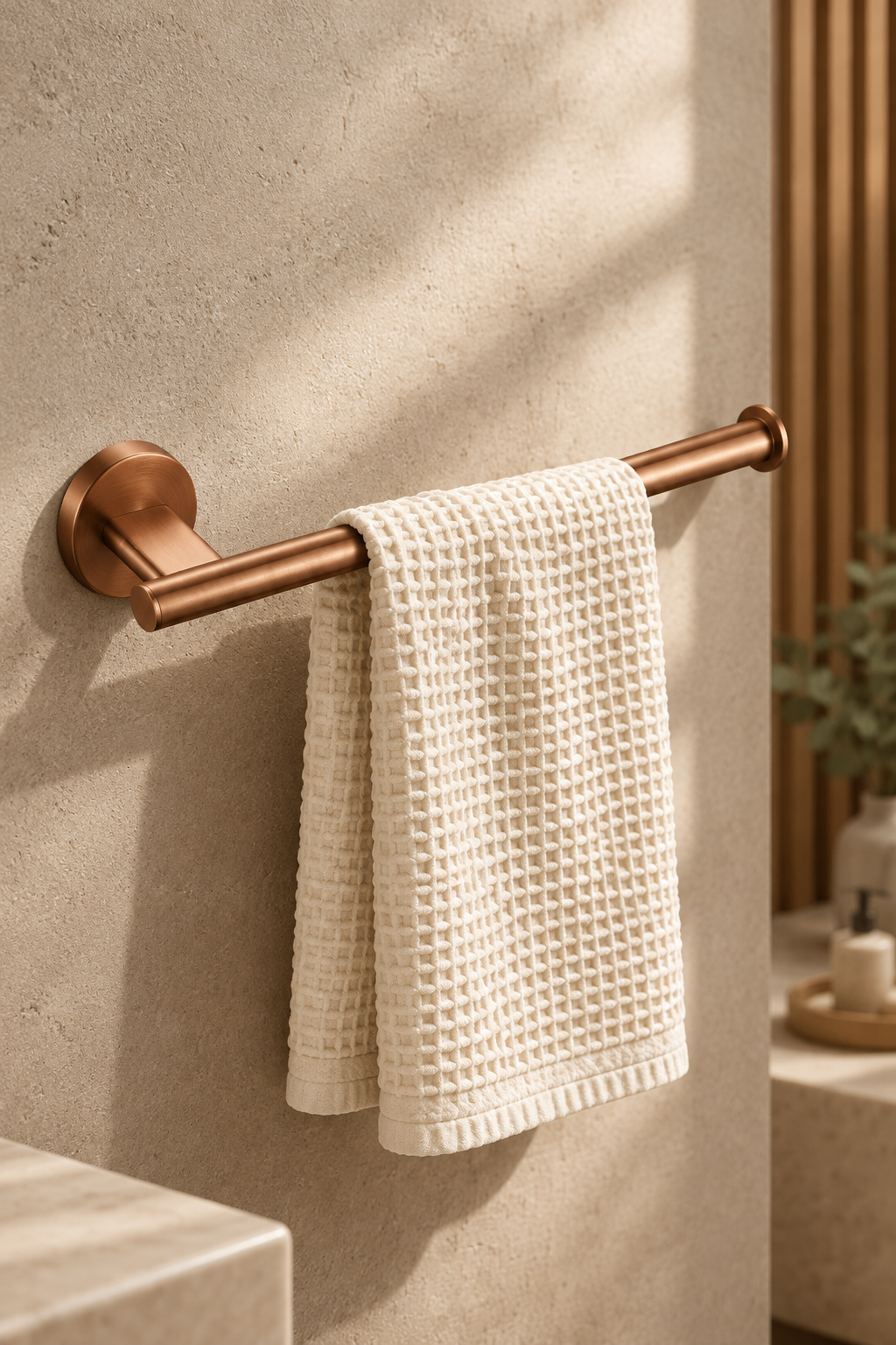 Mat Bakır Bronz Banyo Havluluk Açık Modern Tasarım Fırçalanmış Bronz Banyo Havluluk Pirinç Materyal Leke Tutmaz