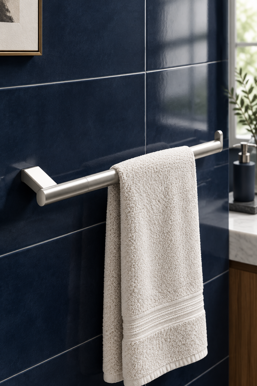 Mat Krom Banyo Havluluk Açık Modern Tasarım Fırçalanmış Krom Banyo Havluluk Pirinç Materyal Leke Tutmaz