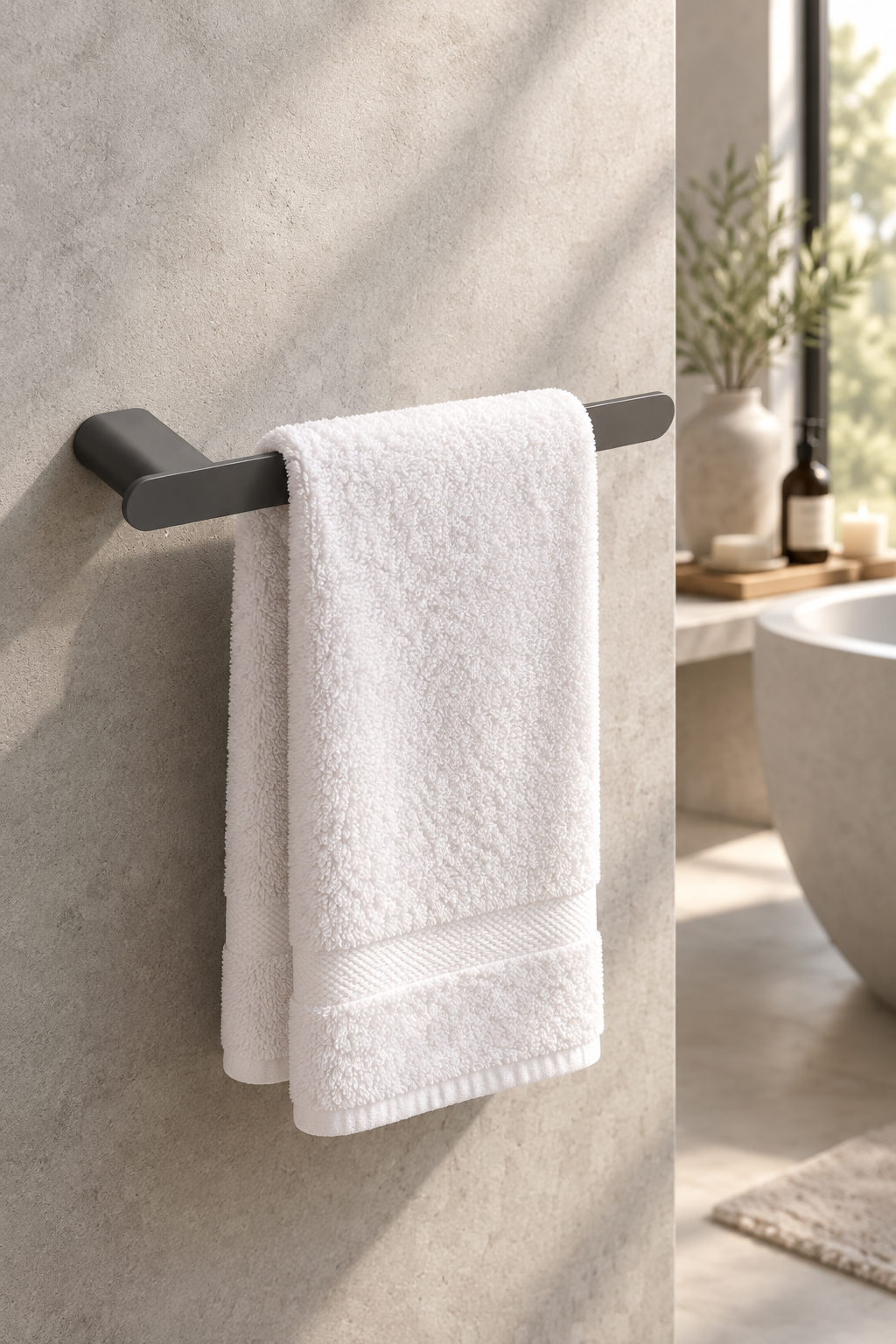Antrasit Gri Banyo Havluluk Açık Modern Tasarım Fırçalanmış Art Grey Banyo Havluluk Pirinç Materyal Leke Tutmaz
