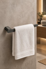 Antrasit Gri Banyo Havluluk Açık Modern Tasarım Fırçalanmış Art Grey Banyo Havluluk Pirinç Materyal Leke Tutmaz