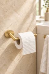 Mat Gold Açık Modern Tuvalet Kağıtlık Fırçalanmış Altın Banyo Tuvalet Kağıtlığı Pirinç Materyal Leke Tutmaz