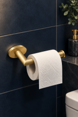 Mat Gold Açık Modern Tuvalet Kağıtlık Fırçalanmış Altın Banyo Tuvalet Kağıtlığı Pirinç Materyal Leke Tutmaz