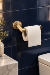 Mat Gold Açık Modern Tuvalet Kağıtlık Fırçalanmış Altın Banyo Tuvalet Kağıtlığı Pirinç Materyal Leke Tutmaz