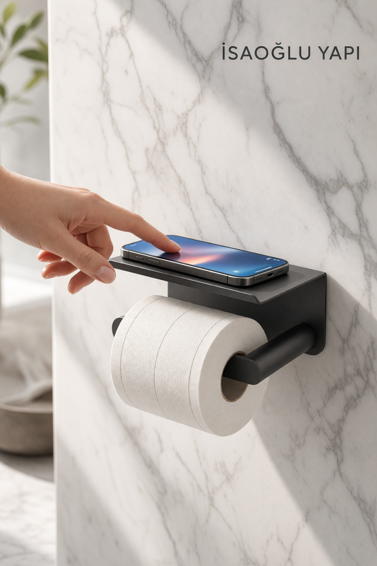 Antrasit Gri Modern Tuvalet Kağıtlık Fırçalanmış Art Grey Telefon Raflı Banyo Tuvalet Kağıtlığı Pirinç Materyal Leke Tutmaz