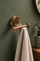 Mat Bakır Bronz Banyo Bornoz Askılık Fırçalanmış Bakır Modern Tasarım Leke Tutmaz Banyo Askısı