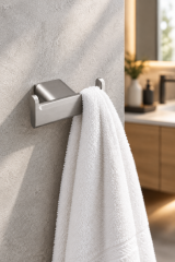 Mat Krom Banyo Bornoz Askılık Fırçalanmış Krom Modern Tasarım Leke Tutmaz Banyo Askısı