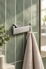 Mat Krom Banyo Bornoz Askılık Fırçalanmış Krom Modern Tasarım Leke Tutmaz Banyo Askısı