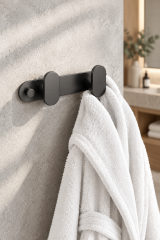 Mat Antrasit Gri Banyo İkili Bornoz Askılık Fırçalanmış Art Grey Modern Tasarım Leke Tutmaz Banyo Askısı