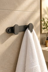 Mat Antrasit Gri Banyo İkili Bornoz Askılık Fırçalanmış Art Grey Modern Tasarım Leke Tutmaz Banyo Askısı