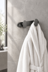 Mat Antrasit Gri Banyo İkili Bornoz Askılık Fırçalanmış Art Grey Modern Tasarım Leke Tutmaz Banyo Askısı