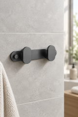 Mat Antrasit Gri Banyo İkili Bornoz Askılık Fırçalanmış Art Grey Modern Tasarım Leke Tutmaz Banyo Askısı