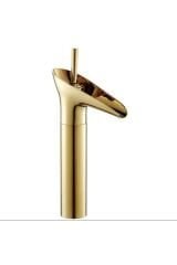 Çanak Lavabo Bataryası Gold Lavabo Musluğu Şelale Doğal Akışlı Batarya Çanak Uyumlu