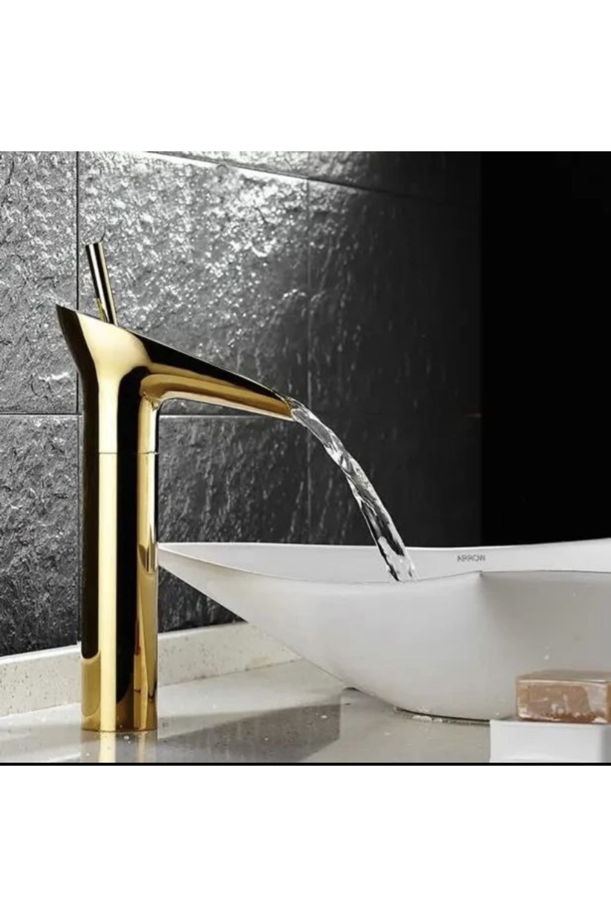 Çanak Lavabo Bataryası Gold Lavabo Musluğu Şelale Doğal Akışlı Batarya Çanak Uyumlu