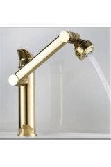 Lavabo Bataryası Gold Musluk Altın Batarya Fonksiyonel Tazzik Basınç Ayarlı 360 Derece Hareketli