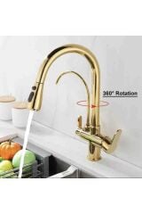 Arıtmalı Mutfak Bataryası Gold Evye Bataryası Spiralli Arıtmalı Uzayan Sistem Arıtmalı Altın Renk