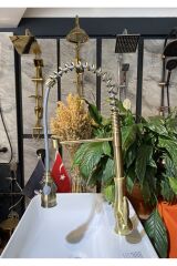 Mat Gold Mutfak Bataryası Spiralli Evye Musluğu Endüstriyel Country Tasarım Musluk Mat Altın