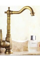 Rustik Batarya Antik Gold Mutfak Musluğu Country Tasarım Evye ve Banyo Bataryası Mat Altın Musluk