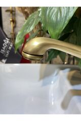 Antik Gold Lavabo Bataryası Antik Lavabo Musluğu Country Tasarım Mat Gold Batarya