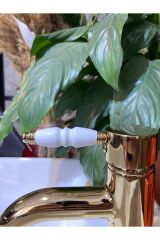 Gold Lavabo Bataryası Altın Lavabo Musluğu Porsalen Kulp Country Tasarım Gold Batarya