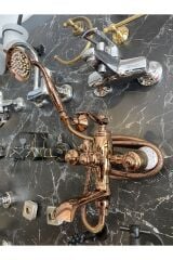 Bakır Duş Seti Rose Bronz Vintage Duş Sistemi Porsalenli İşlemeli Premi