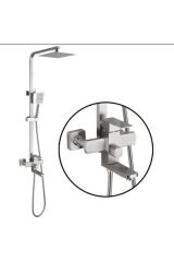 Mat Krom Duş Seti Nikel Duş Sistemi Batarya Dahil Set Tepe Yağmurlama Robot Duş Mat Nikel