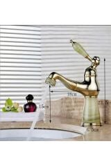 Gold Spiralli Lavabo Bataryası Vintage Tasarım Mermerli Spiralli Lavabo Musluğu