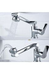 Lavabo Bataryası Banyo Lavabo Musluğu Fonksiyonel Hareketli Tasarım Su Tazzik Ve Basınç Ayarlı
