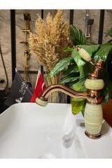Bakır Lavabo Bataryası Mermer Tasarım Bronz Lavabo Musluğu Country Design Rose Bakır