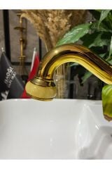 Gold Lavabo Bataryası Mermer Tasarımlı Altın Lavabo Musluğu