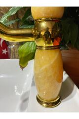 Gold Lavabo Bataryası Mermer Tasarımlı Altın Lavabo Musluğu