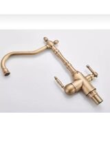 Arıtıcılı Mutfak Bataryası Antik Gold Evye Musluğu Vintage Model Arıtmalı Musluk Mat Gold Renk