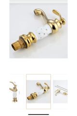Gold Lavabo Bataryası Altın Banyo Musluğu Premium Taşlı Tasarım Gold Batarya