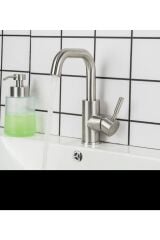 Lavabo Bataryası Mat Krom Lavabo Musluğu Fırçalanmış Mat Krom Nikel Renk