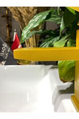 Mat Gold Lavabo Bataryası Kare Tasarım Mat Altın Lavabo Musluğu Fırçalanmış Mat Gold