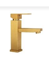 Mat Gold Lavabo Bataryası Kare Tasarım Mat Altın Lavabo Musluğu Fırçalanmış Mat Gold