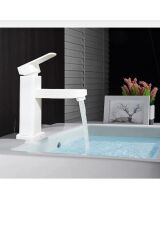 Beyaz Lavabo Bataryası Mat Beyaz Musluk Kare Modern Tasarım Beyaz Lavabo Armatürü