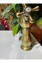 Mat Gold Mutfak Bataryası Antik Gold Evye Musluğu Antik Rustik Batarya Aç Kapa Sistem