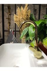 Gold Lavabo Bataryası Altın Lavabo Musluğu Yüksek Model Fonksiyonel Parlak Gold Musluk