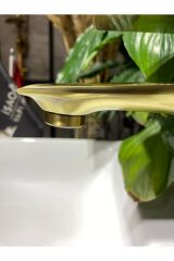 Mat Gold Lavabo Bataryası Mat Altın Lavabo Musluğu Premium Kare Modern Mat Gold Batarya