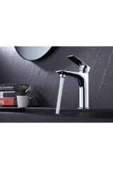 Lavabo Bataryası Kare Modern Tasarım Banyo Bataryası Gümüş Renk