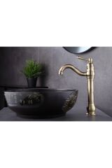 Mat Gold Çanak Lavabo Bataryası Polina Lavabo Musluğu Mat Altın Lavabo Bataryası