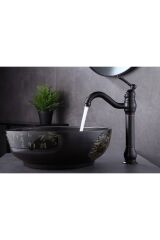 Siyah Çanak Lavabo Bataryası Polina Çanak Musluğu Country Design Siyah Lavabo Bataryası